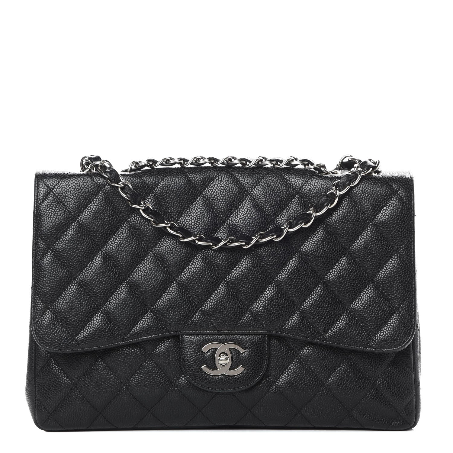 Chanel Caviar Quilted Jumbo Single Flap Black 1 of 15