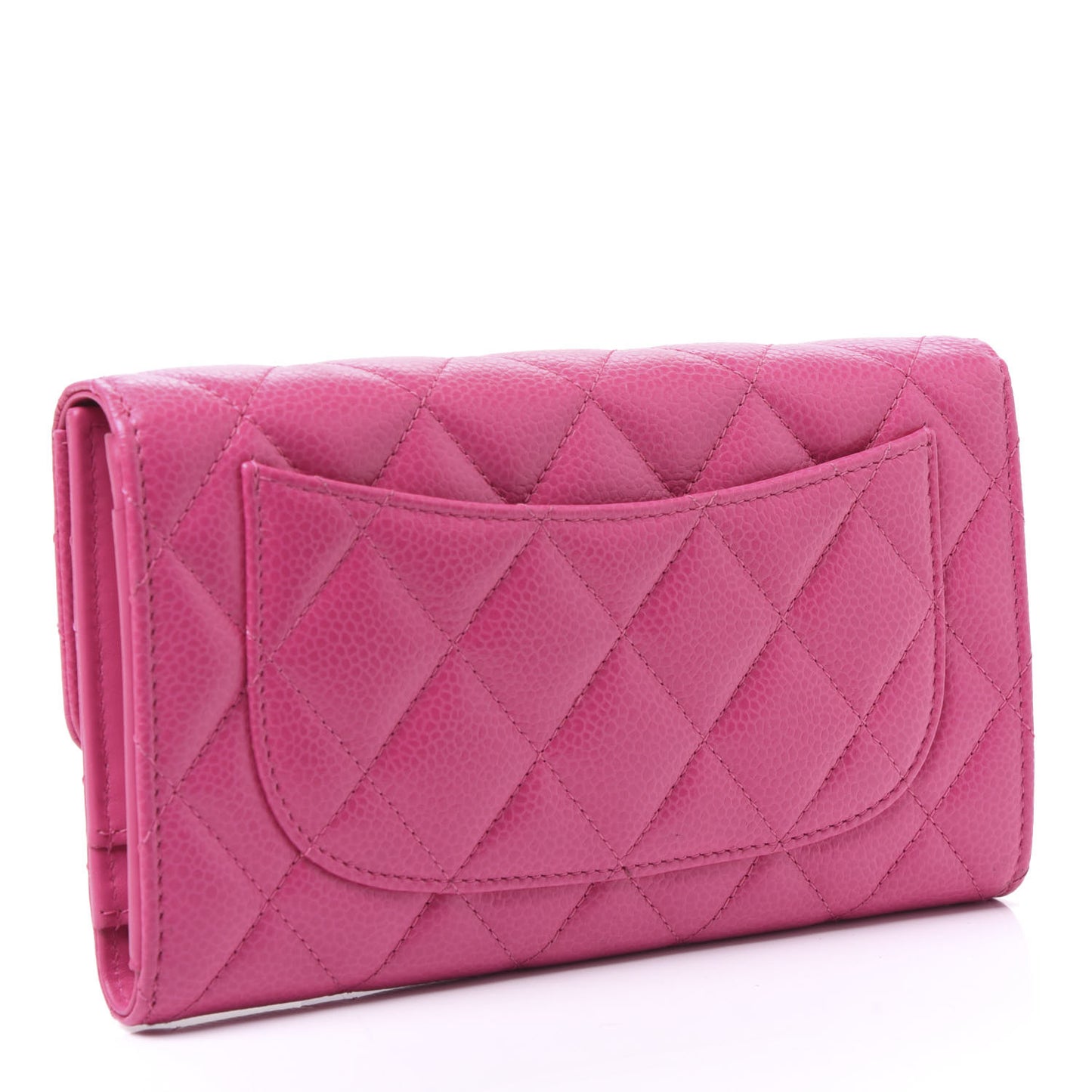 Caviar Quilted Large Flap Wallet Pink