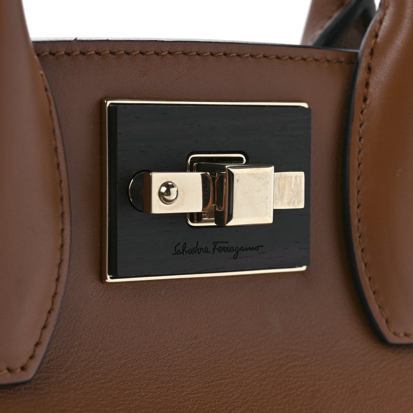 Calfskin Woven Small Studio Top Handle Bag Tan Black