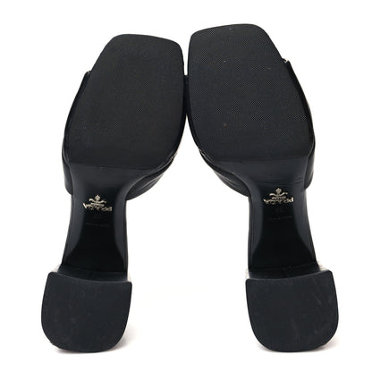 Prada Nappa Logo Quilted 65mm Block Heel Slide Sandals 39 Black 5 of 9