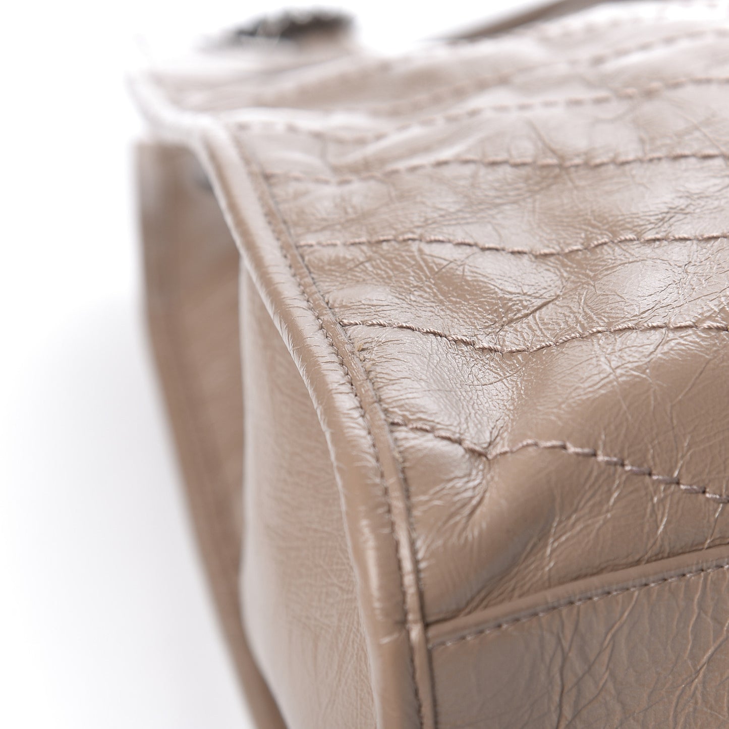 Crinkled Calfskin Matelasse Monogram Niki Shoulder Bag Light Taupe