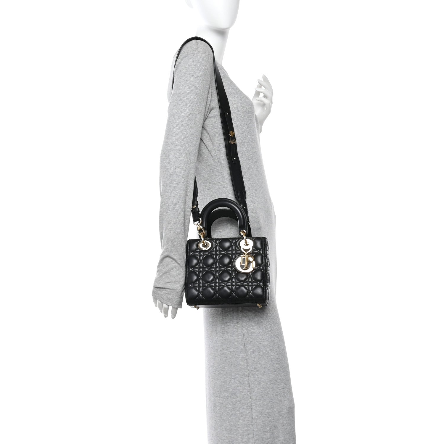 Christian Dior Lambskin Cannage Small My ABCDior Lady Dior Black 2 of 11