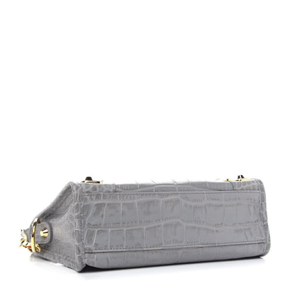 Balenciaga Calfskin Crocodile Embossed Gold Metallic Edge Hardware Mini City Haussmannien 4 of 10
