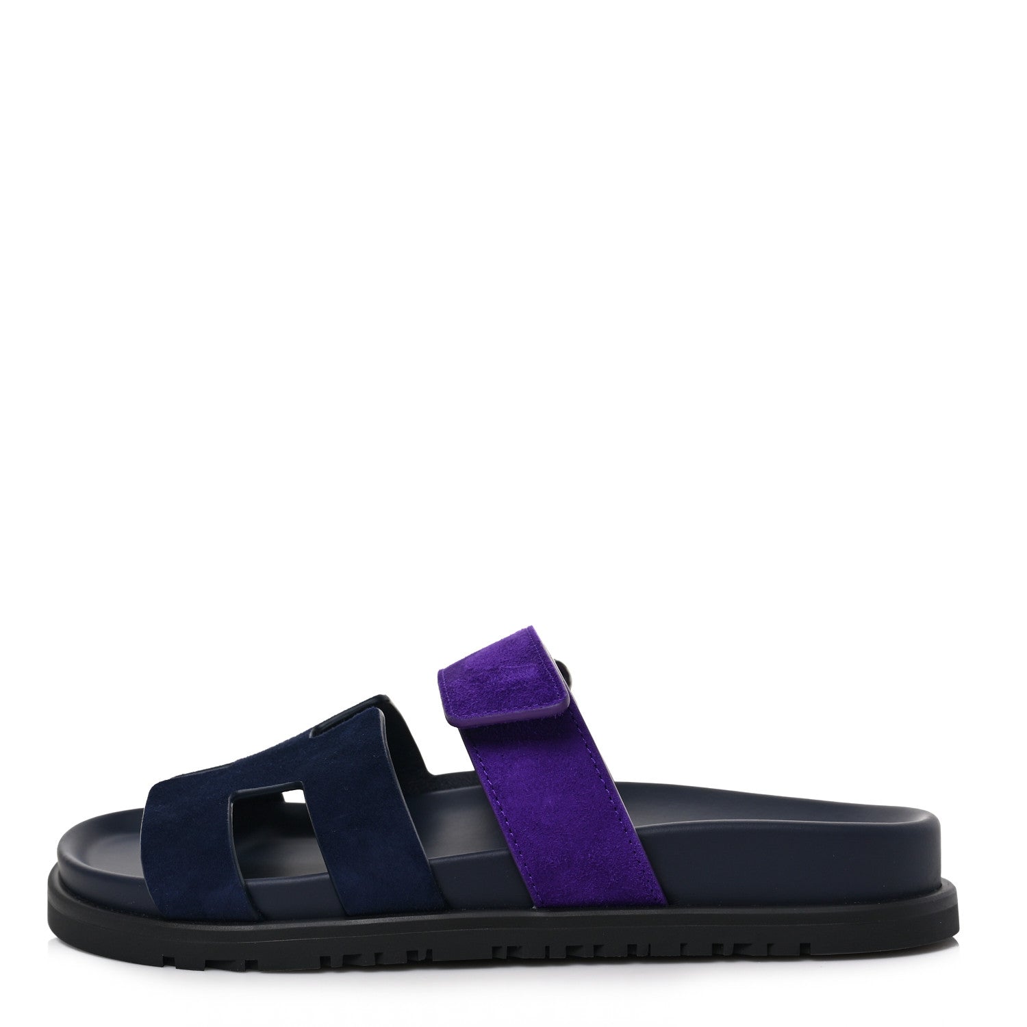 Hermes Suede Goatskin Womens Chypre Sandals 35 Marine Violet Majorette 1 of 9