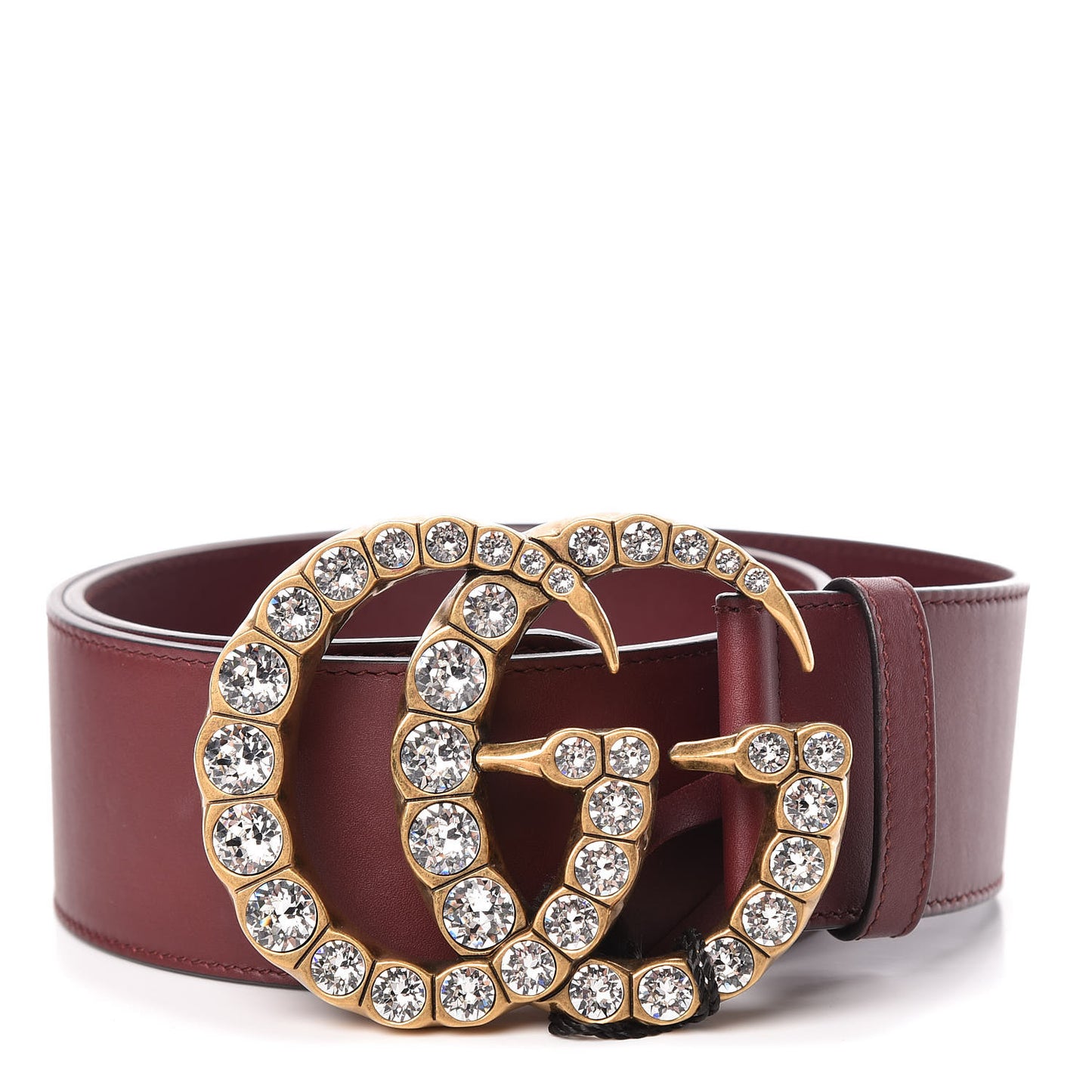 Calfskin Crystal Double G 55mm Belt 80 32 Burgundy