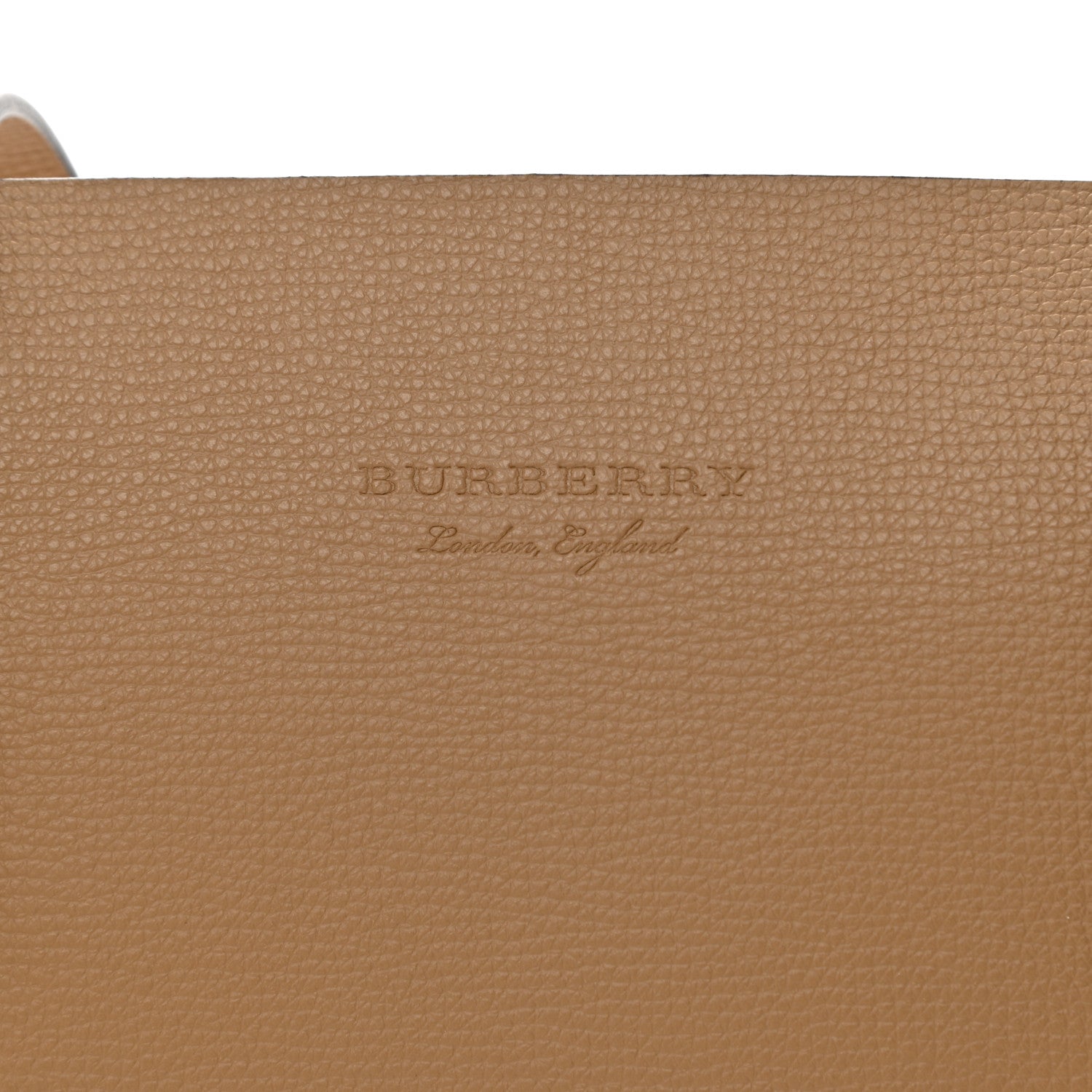 Burberry Grainy Calfskin Haymarket Check Tote Camel 7 of 11