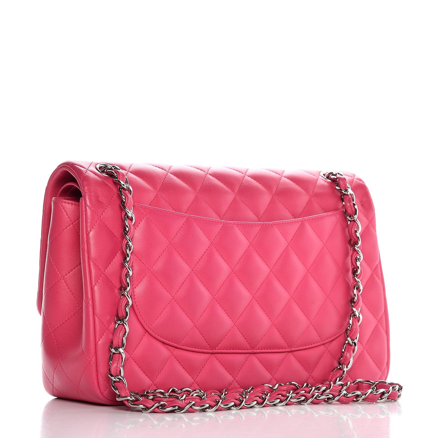 Lambskin Quilted Jumbo Double Flap Dark Pink