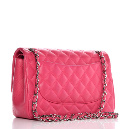 Chanel Lambskin Quilted Jumbo Double Flap Dark Pink 3 of 12
