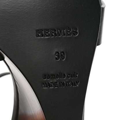 Hermes Calfskin Legend Wedge Sandals 39 Black 7 of 10