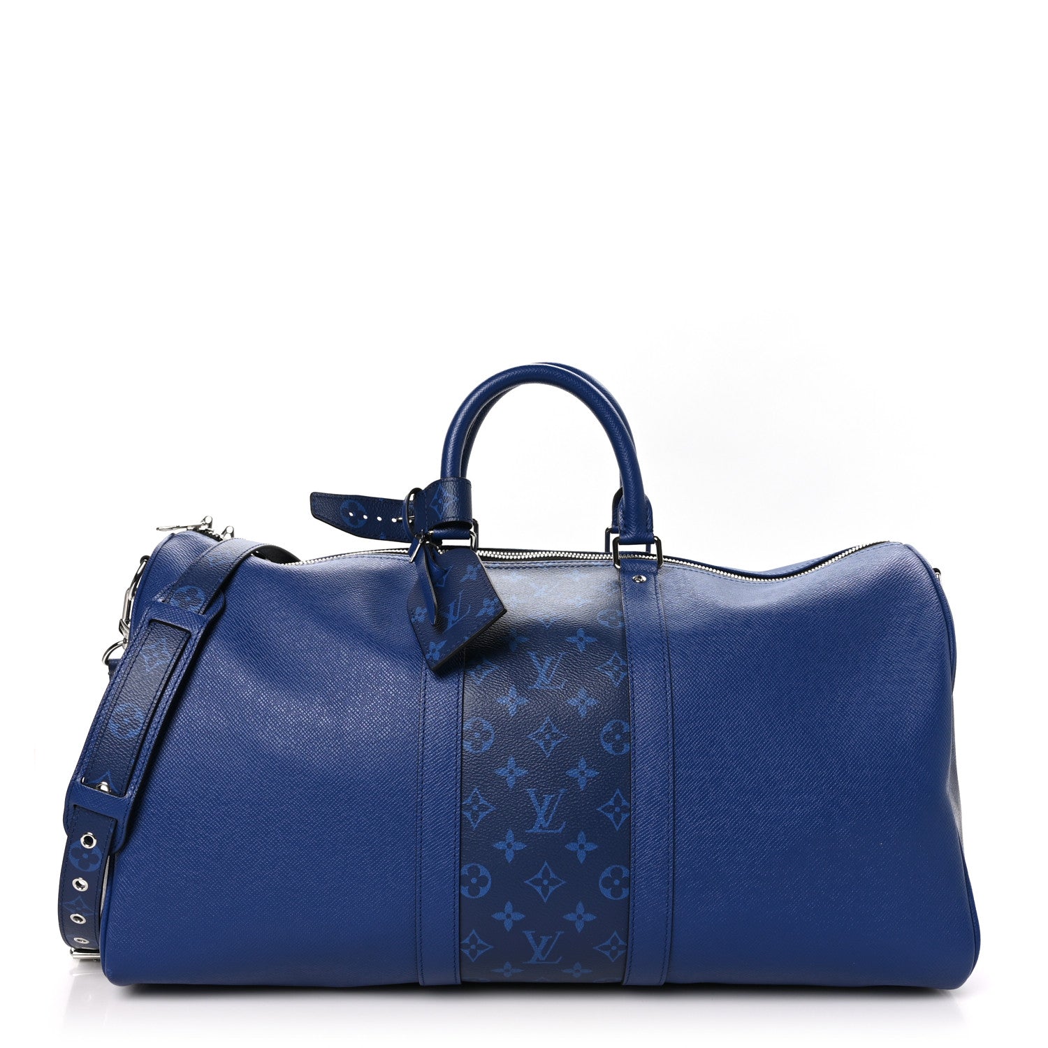 Louis Vuitton LOUIS VUITTON Taiga Monogram Eclipse Keepall Bandouliere 50 Pacific Blue 1 of 10