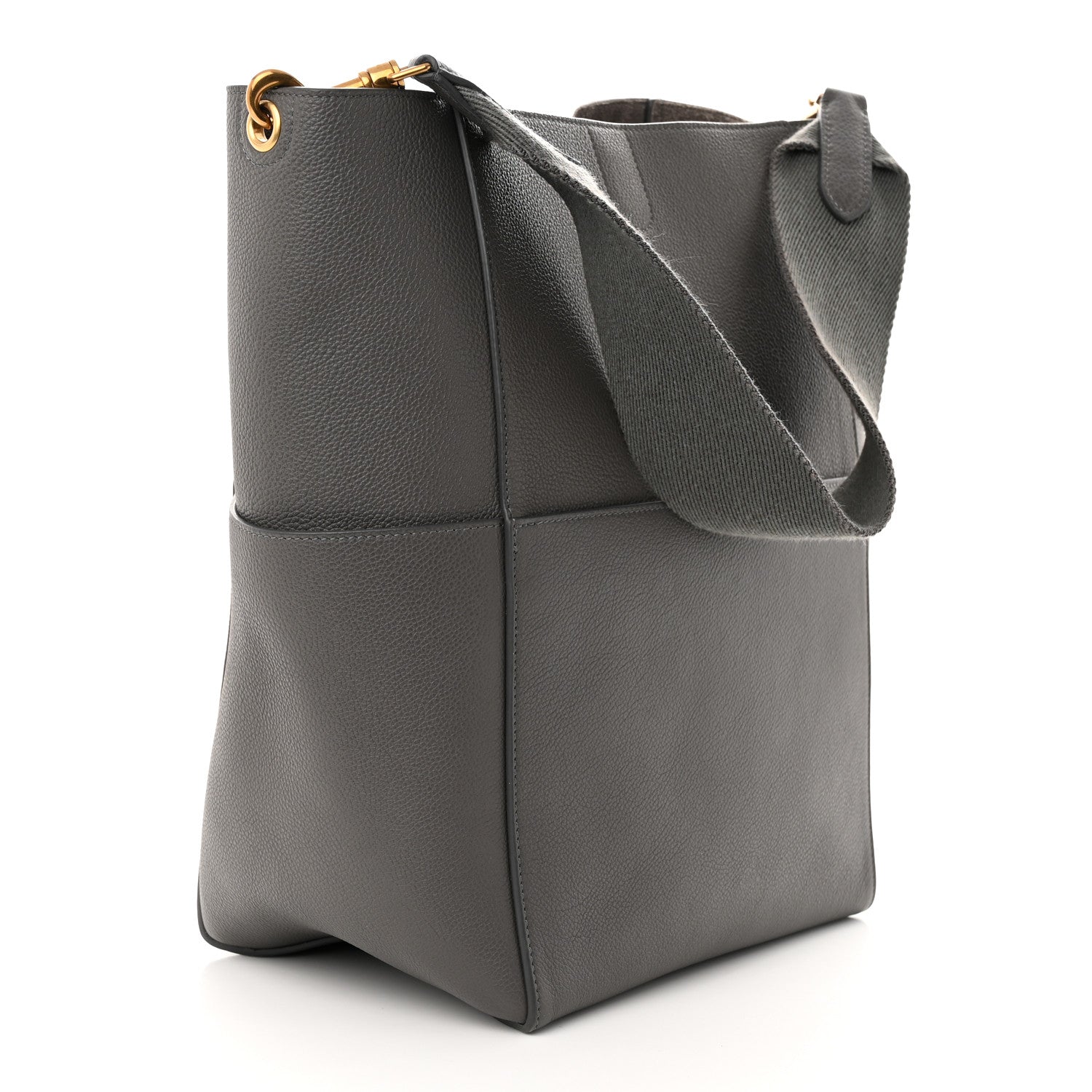 Celine Soft Grained Calfskin Sangle Bucket Bag Kohl 3 of 10