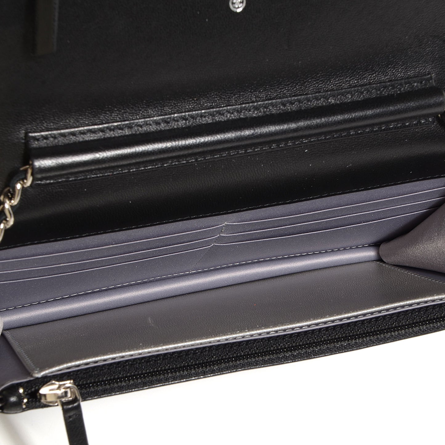 Lambskin Camellia Wallet on Chain WOC Black