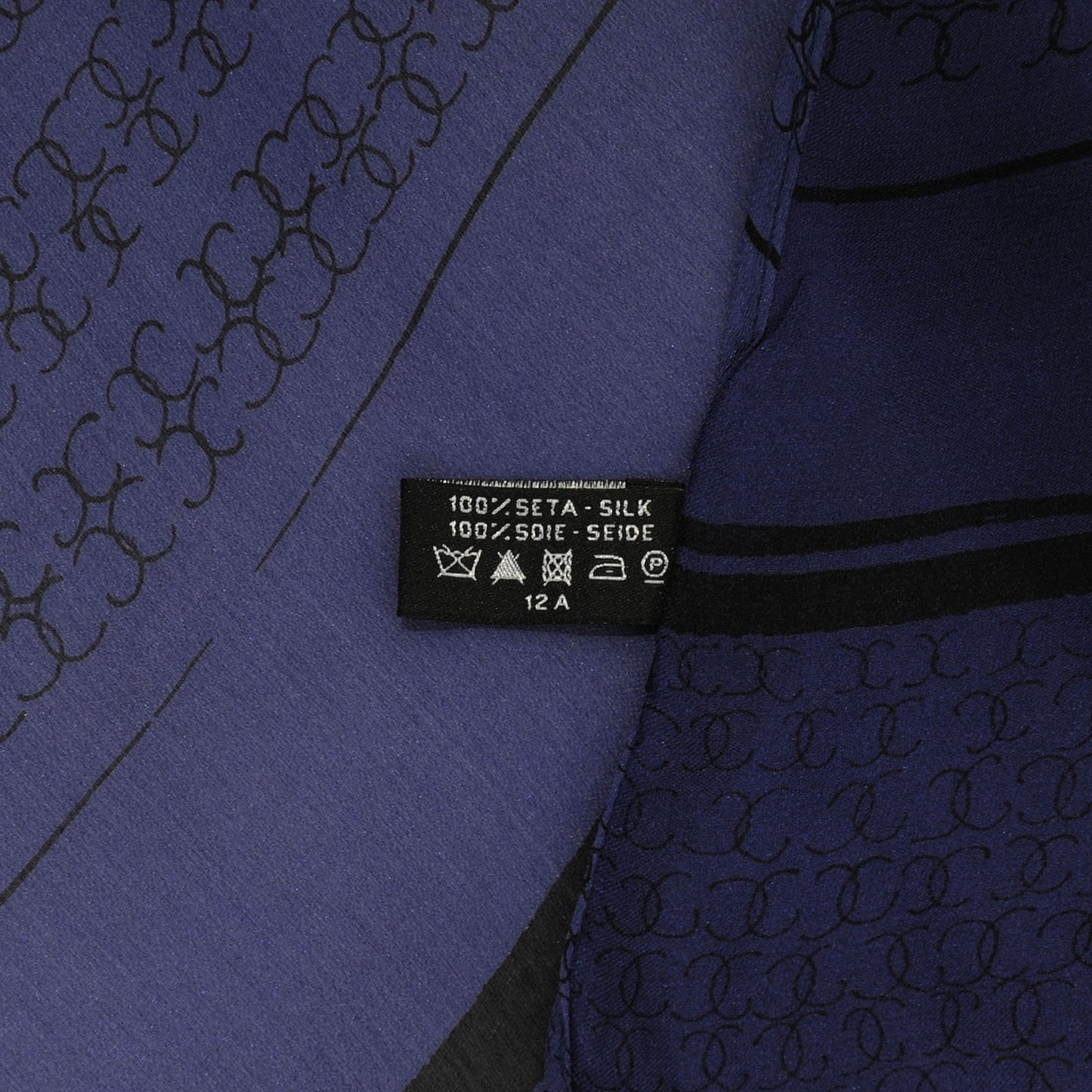 Silk Scarf CC Logo Black Blue