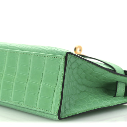Hermes Matte Alligator Kelly Pochette Vert Comics 10 of 12