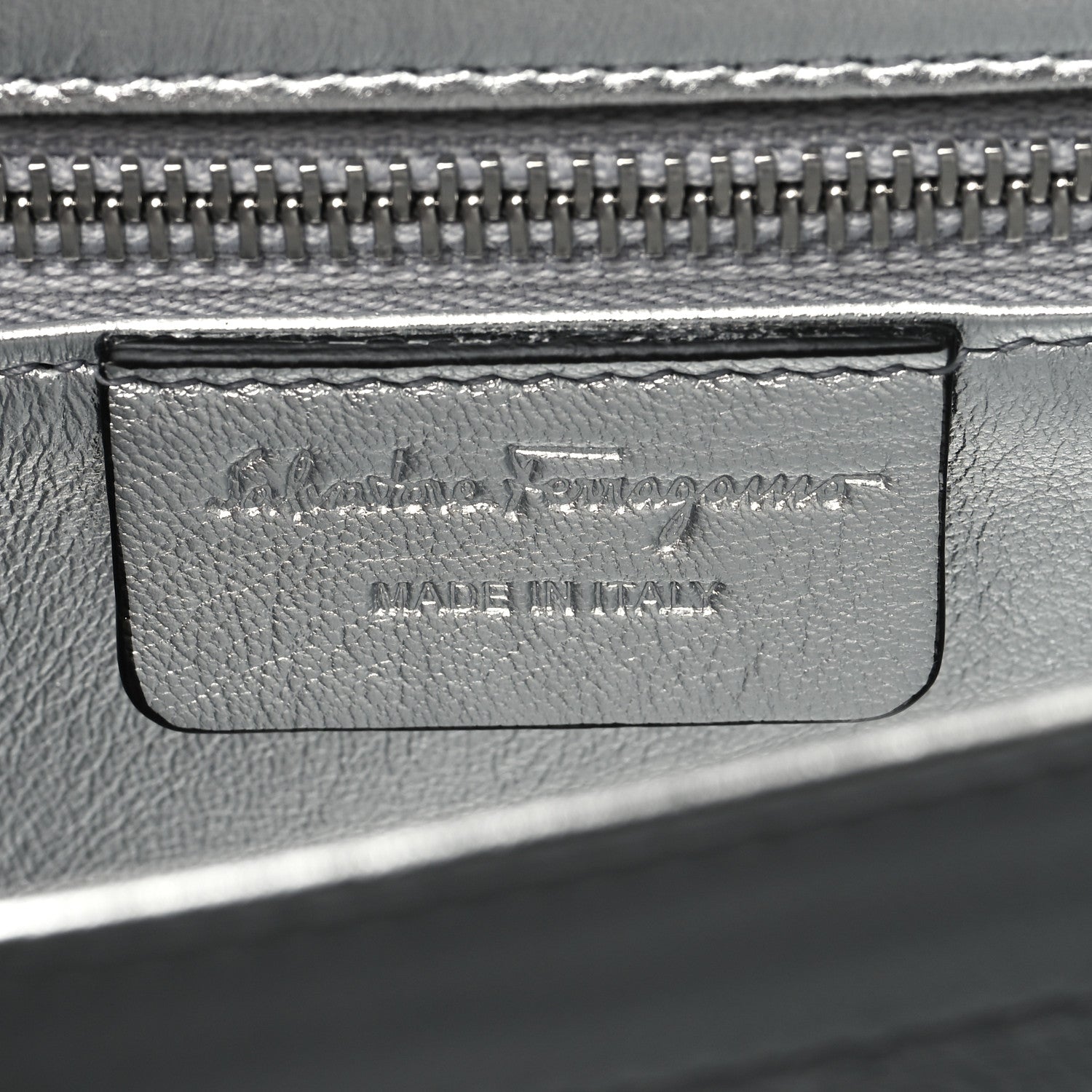 Salvatore Ferragamo Metallic Calfskin Small Iconic Top Handle Bag Argento 6 of 10