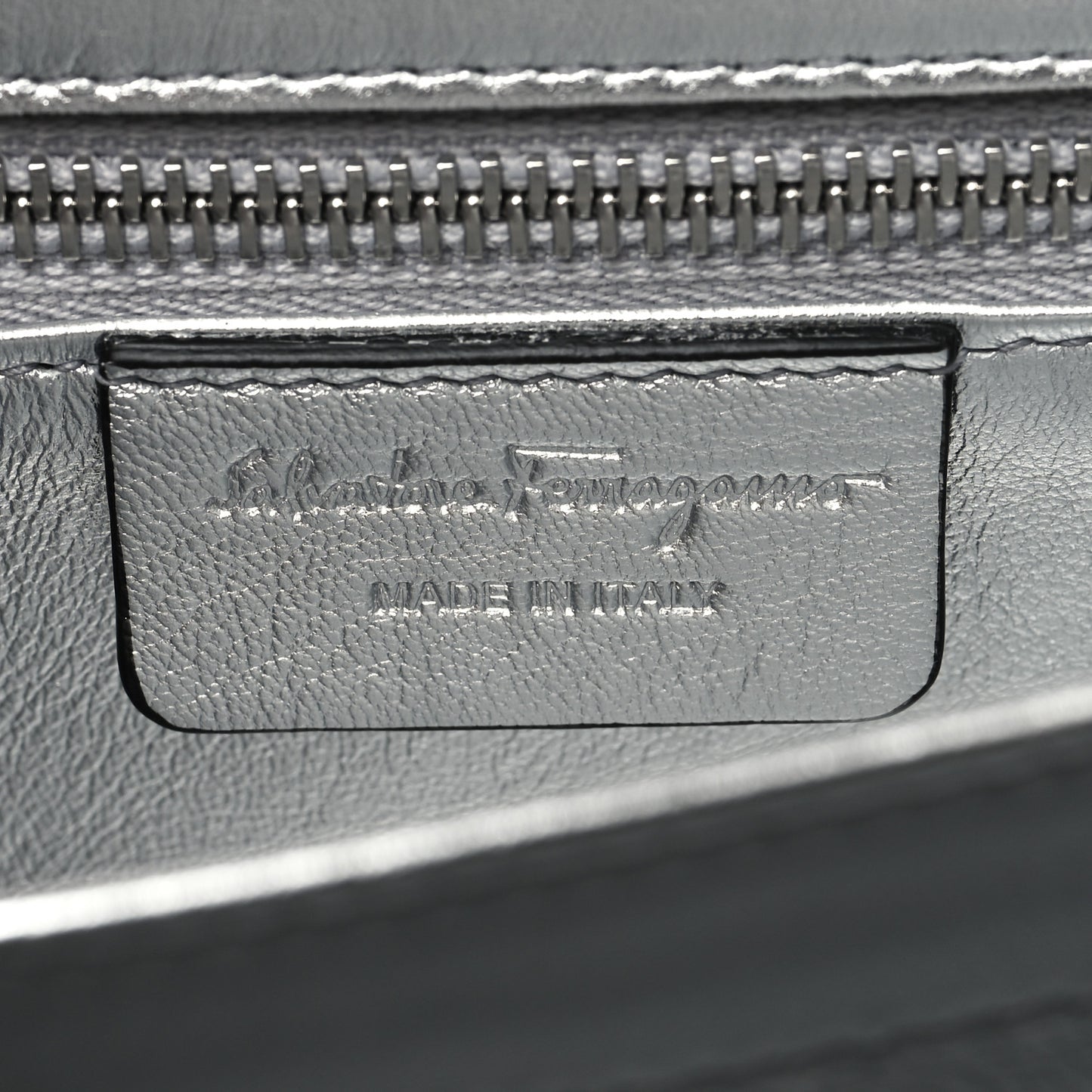 Metallic Calfskin Small Iconic Top Handle Bag Argento