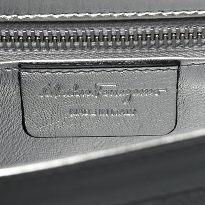 Salvatore Ferragamo Metallic Calfskin Small Iconic Top Handle Bag Argento 6 of 11