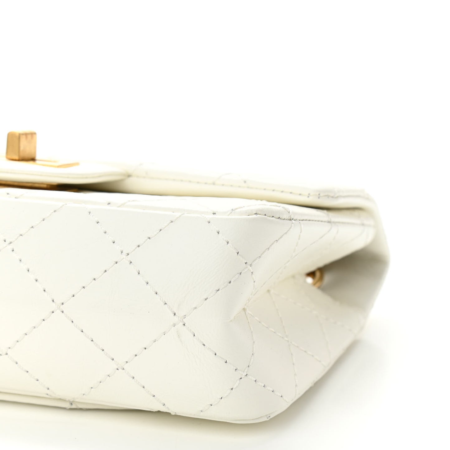 Aged Calfskin Quilted 2.55 Reissue Mini Flap White