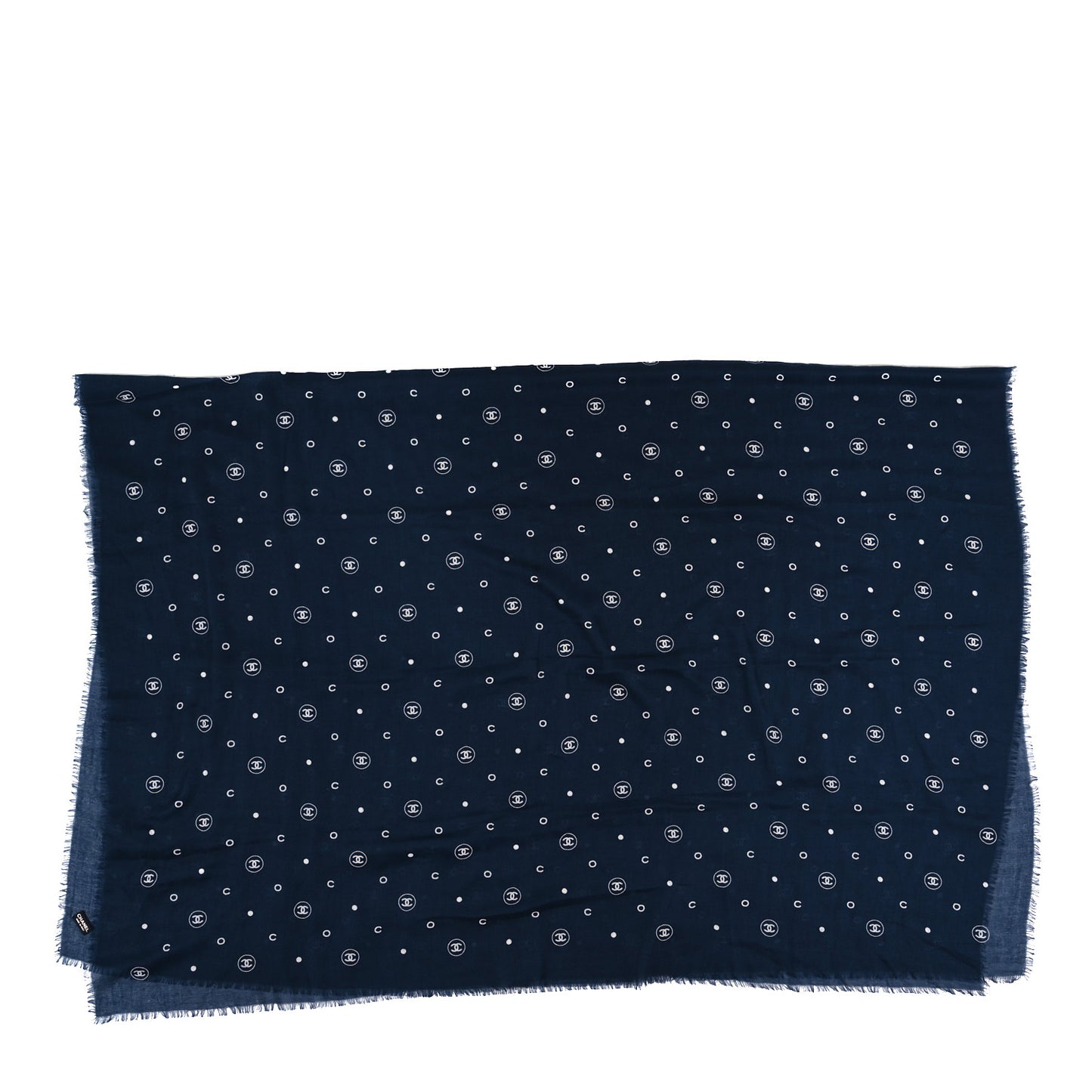 Cashmere CC Fringe Scarf Navy Blue