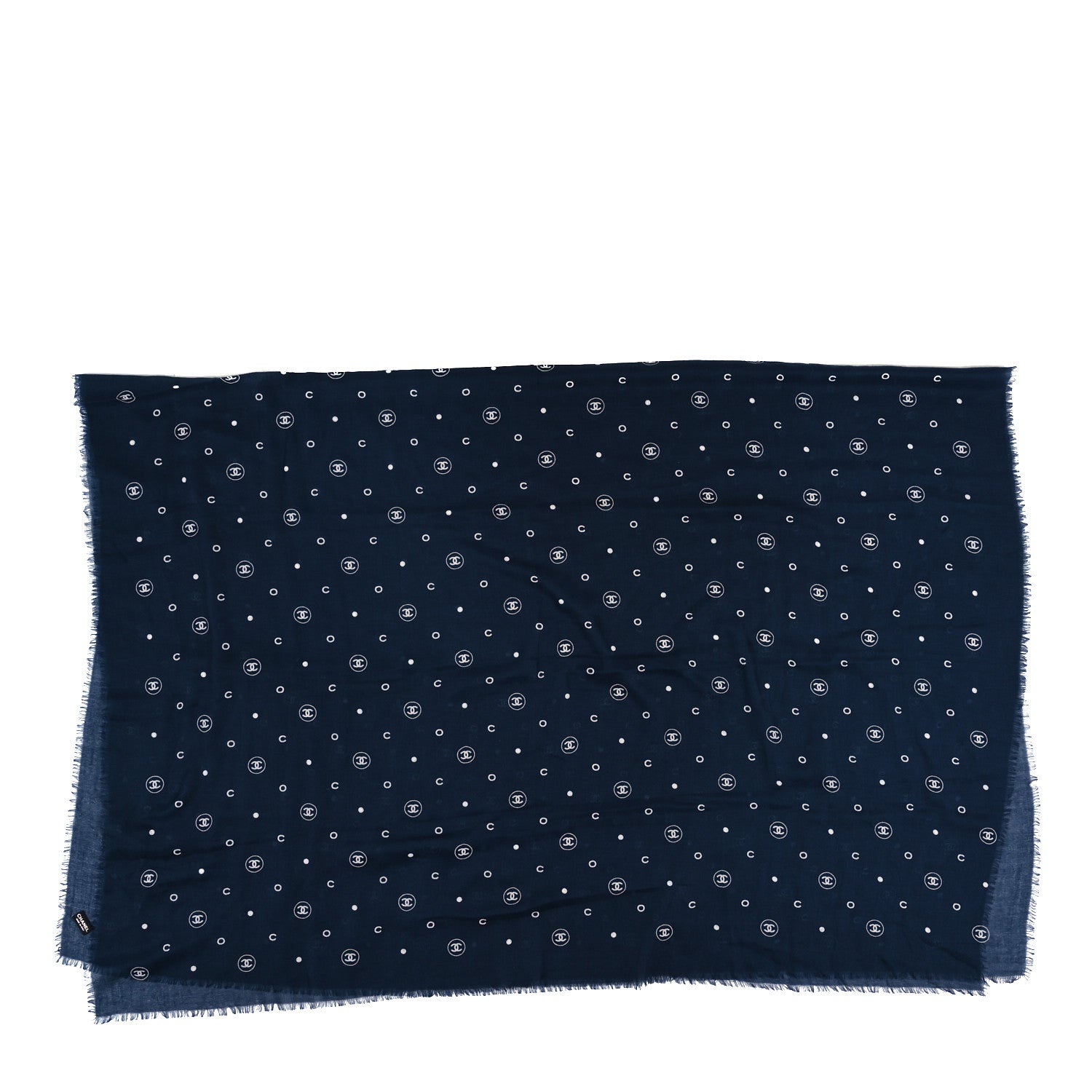 Chanel Cashmere CC Fringe Scarf Navy Blue 2 of 4