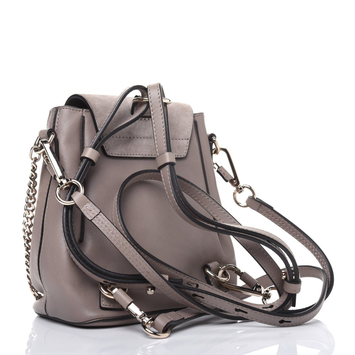 Suede Calfskin Mini Faye Backpack Motty Grey