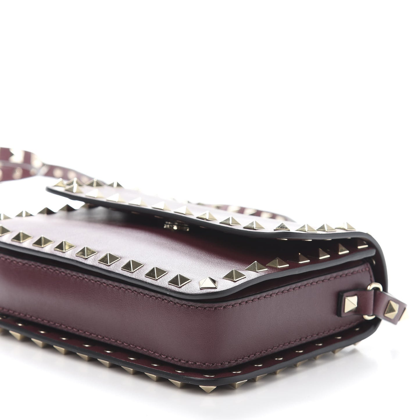 Vitello Rockstud Flap Crossbody Bag Rubin
