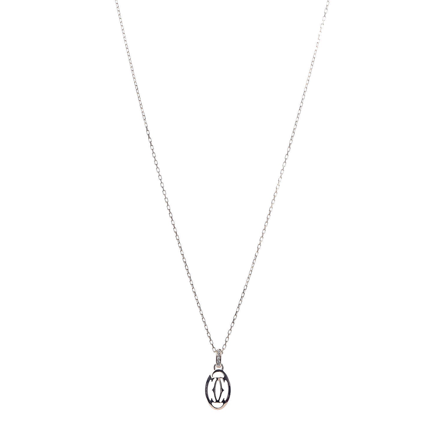 18K Pink Gold Diamond Logo Pendant Necklace