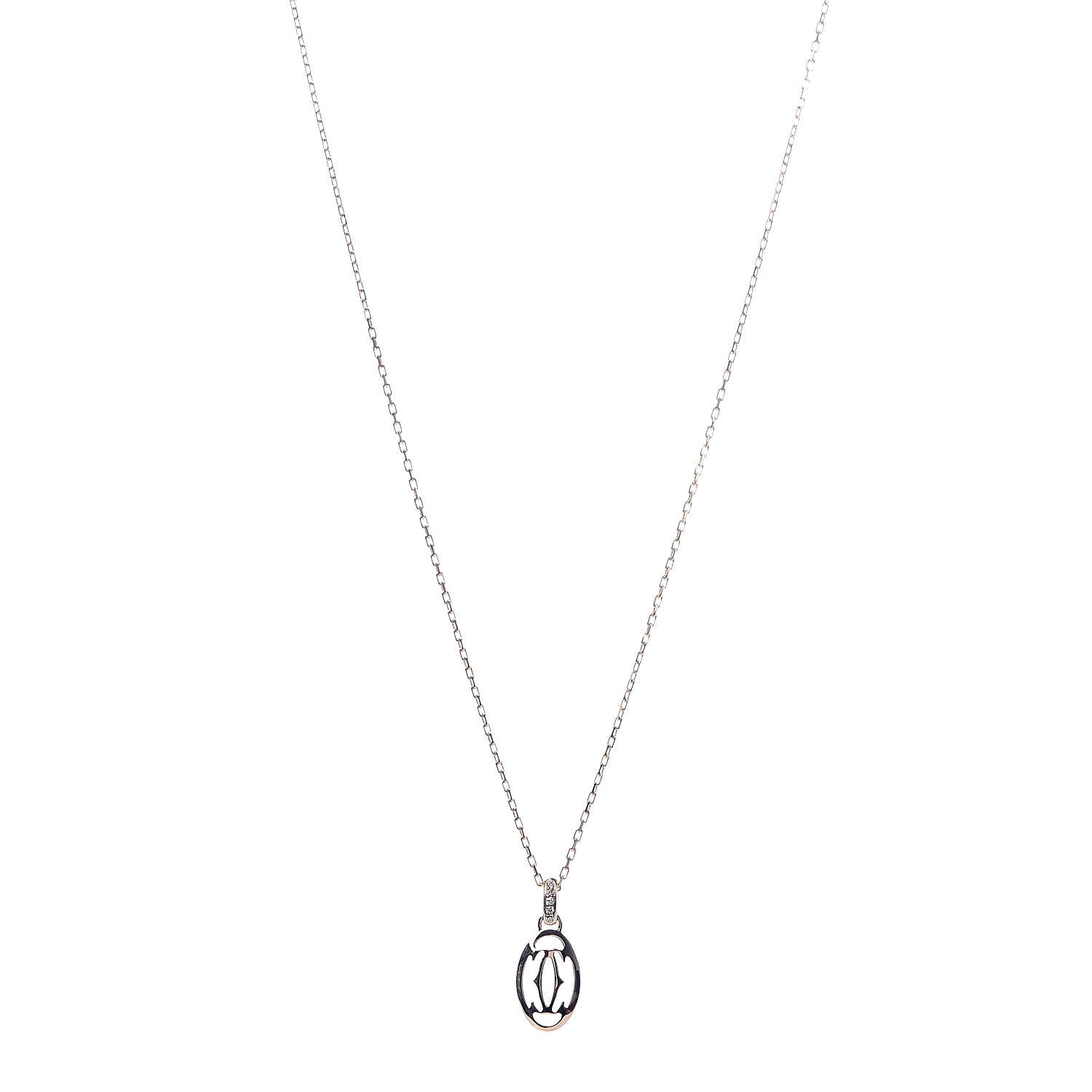 Cartier 18K Pink Gold Diamond Logo Pendant Necklace 1 of 6