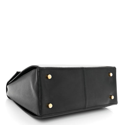 Salvatore Ferragamo Hammered Calfskin Medium Iconic Top Handle Bag Black 4 of 12