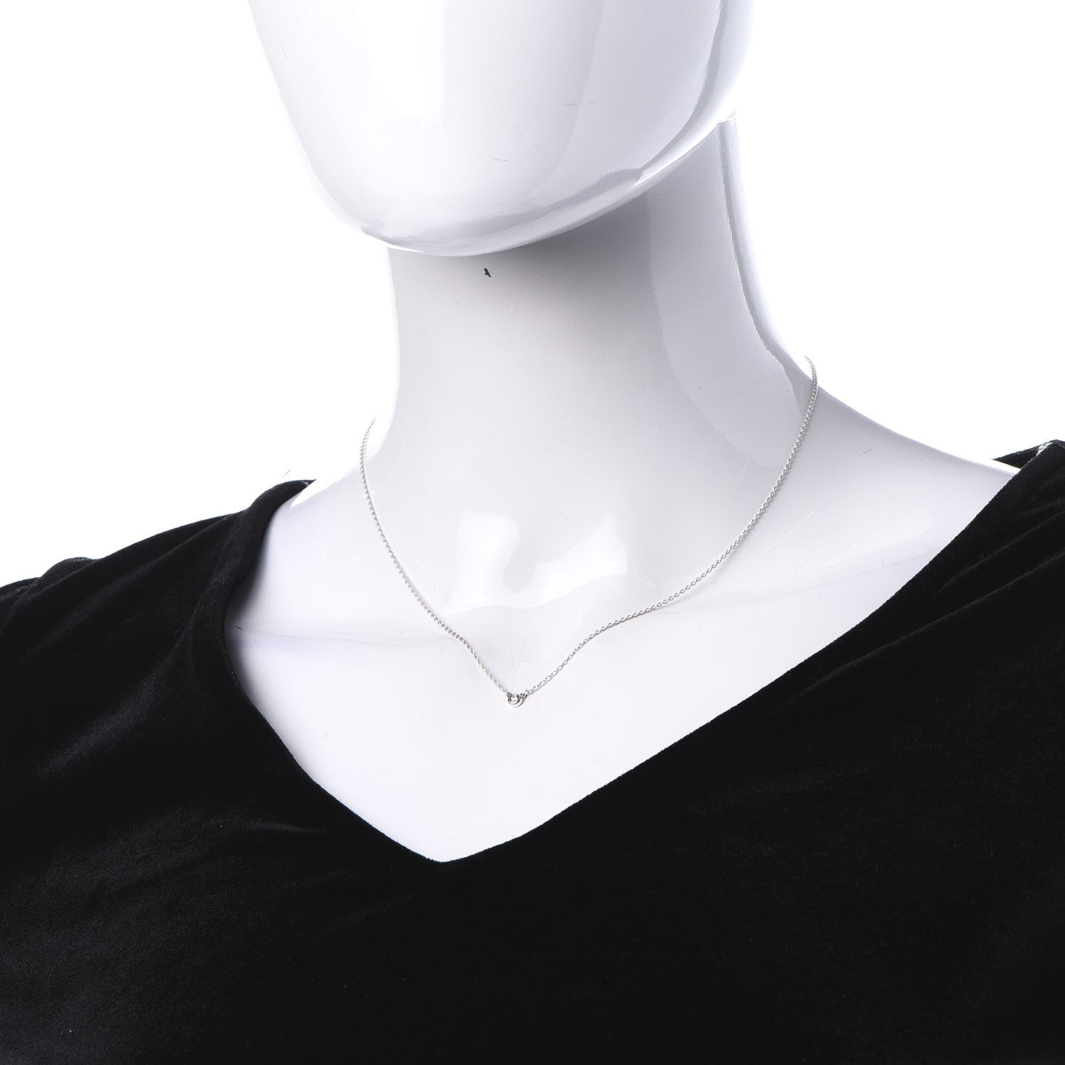 Tiffany Sterling Silver Diamond .03ct Elsa Peretti Diamonds by the Yard Pendant Necklace 2 of 7