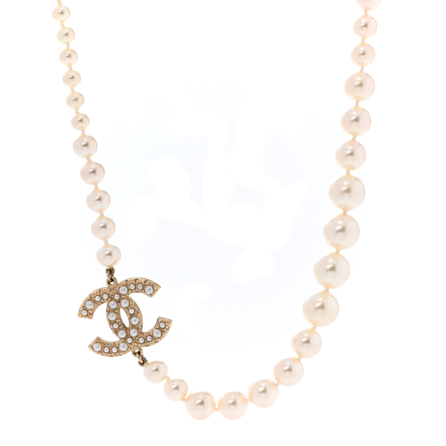 Pearl CC 100th Anniversary Necklace Light Gold