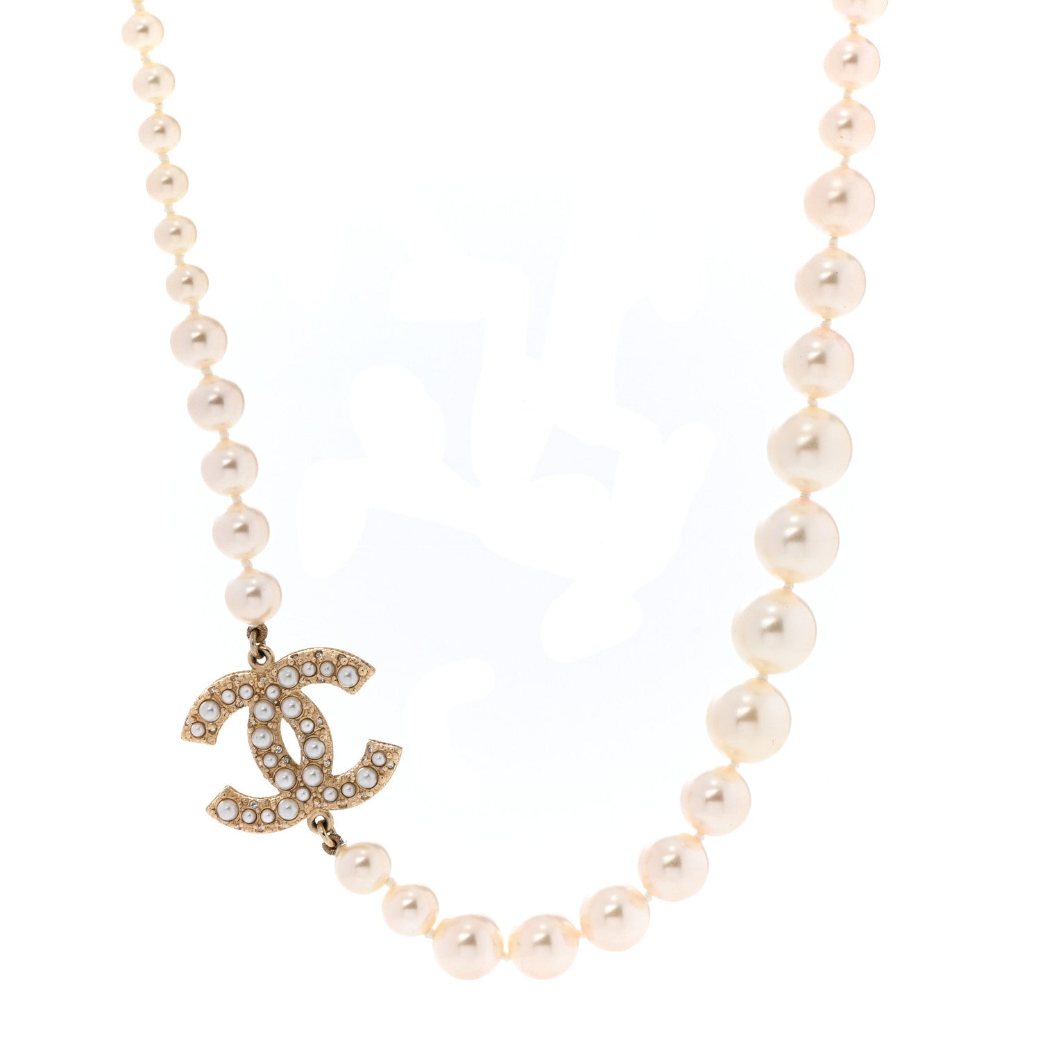 Chanel Pearl CC 100th Anniversary Necklace Light Gold 1 of 6