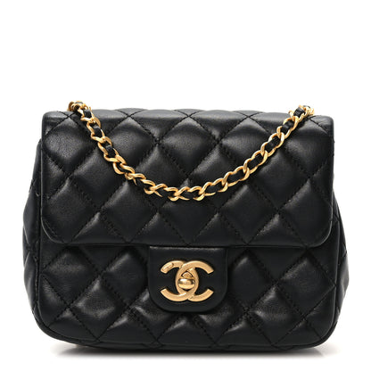 Chanel Lambskin Enamel Quilted Mini Coco Hearts Square Flap Black 1 of 10
