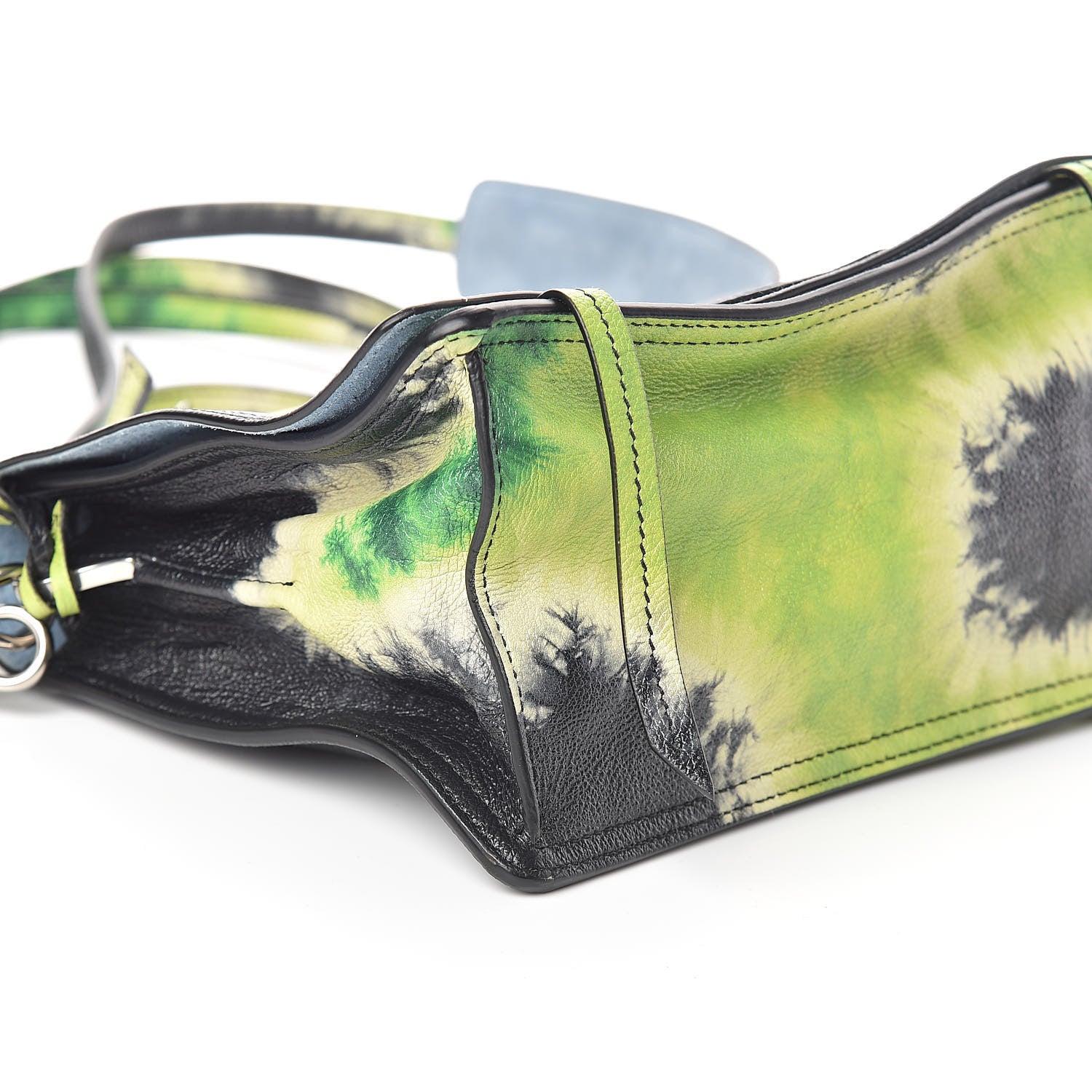 Prada Glace Calf Tie-Dye Print Etiquette Flap Black Lime 9 of 10