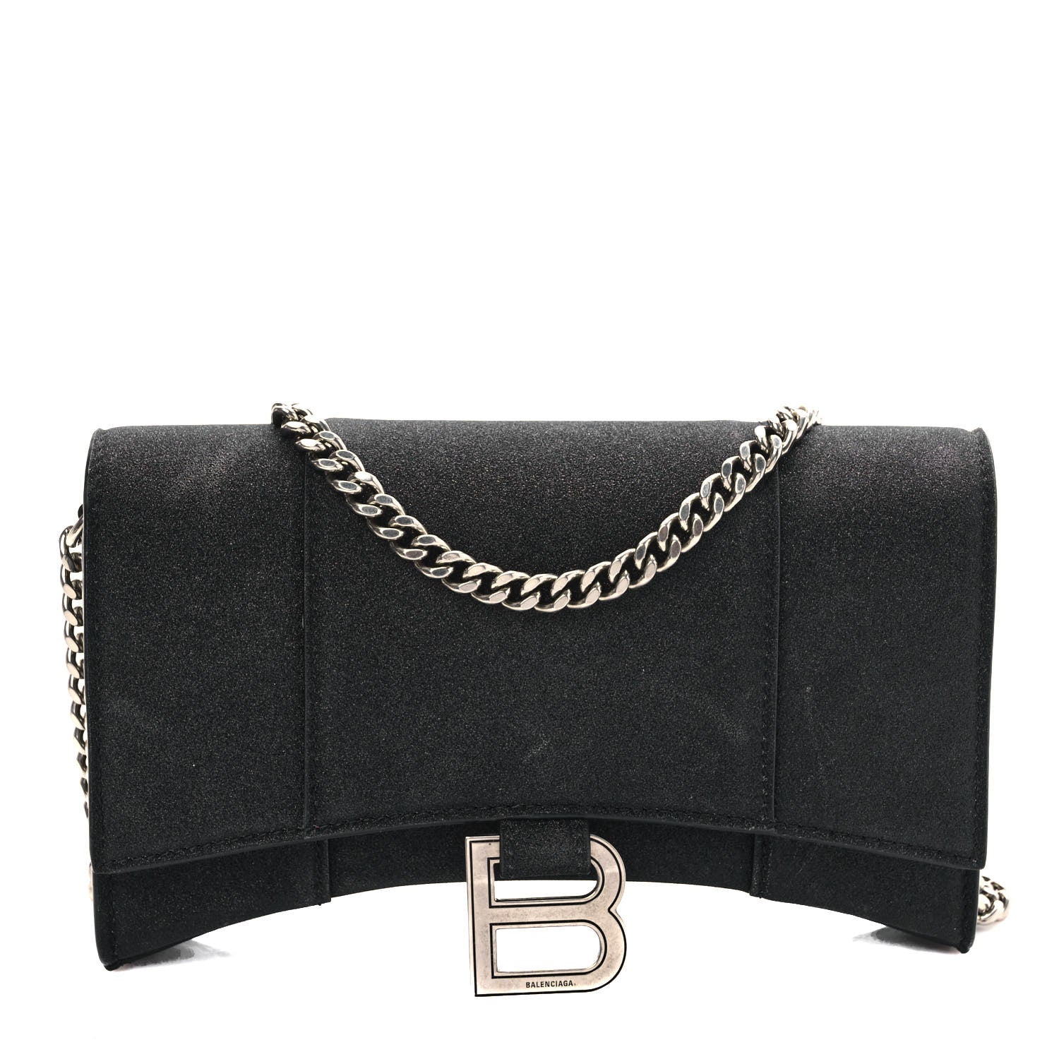 Balenciaga Glitter Fabric Hourglass Chain Bag Black 1 of 11
