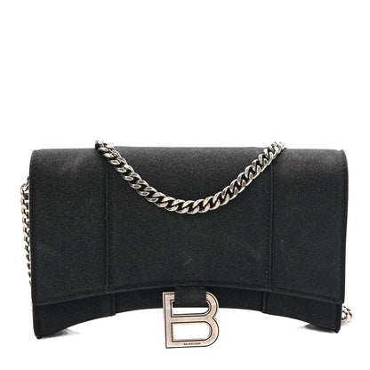 Balenciaga Glitter Fabric Hourglass Chain Bag Black 1 of 11
