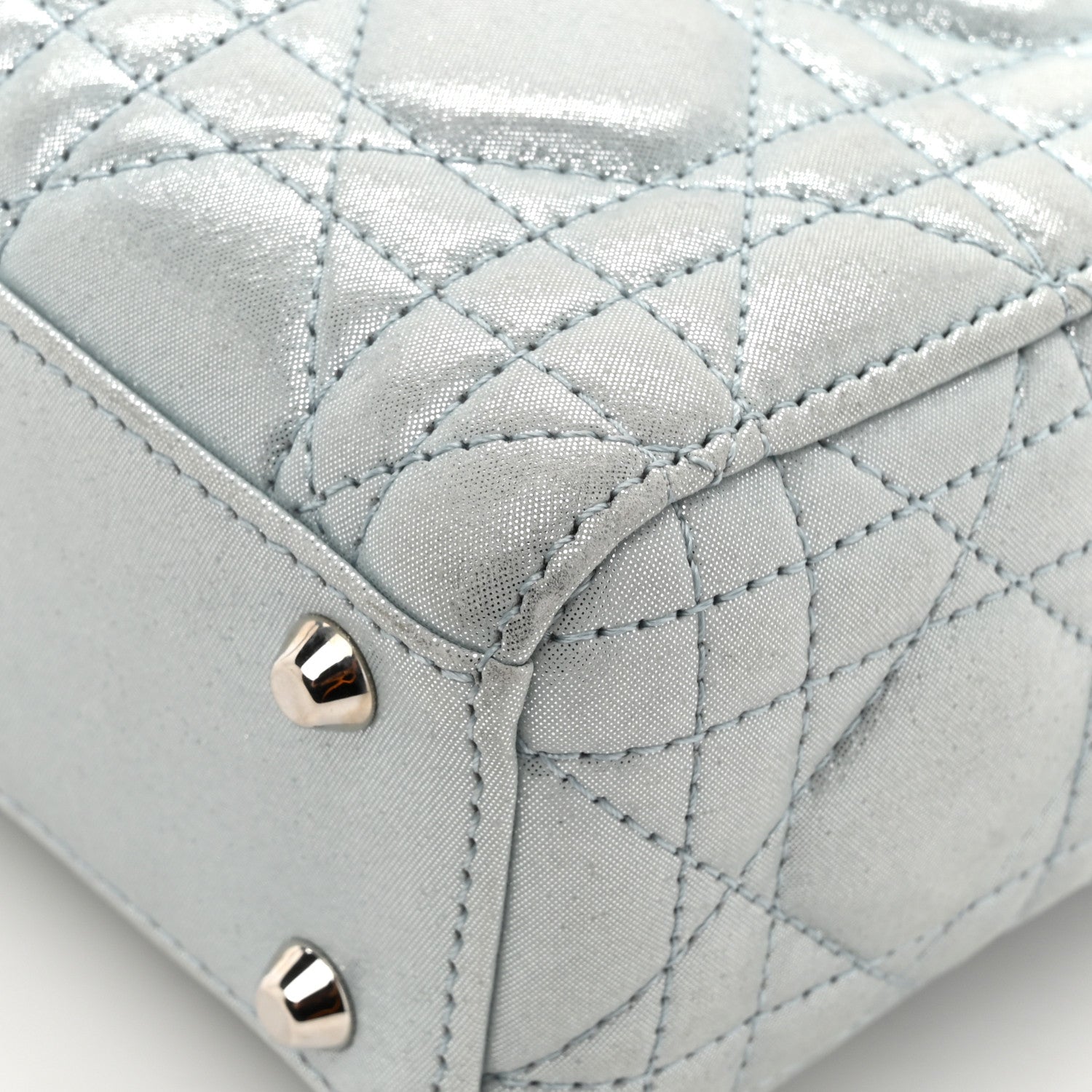 Christian Dior Metallic Lambskin Cannage Mini Lady Dior Light Blue 14 of 16