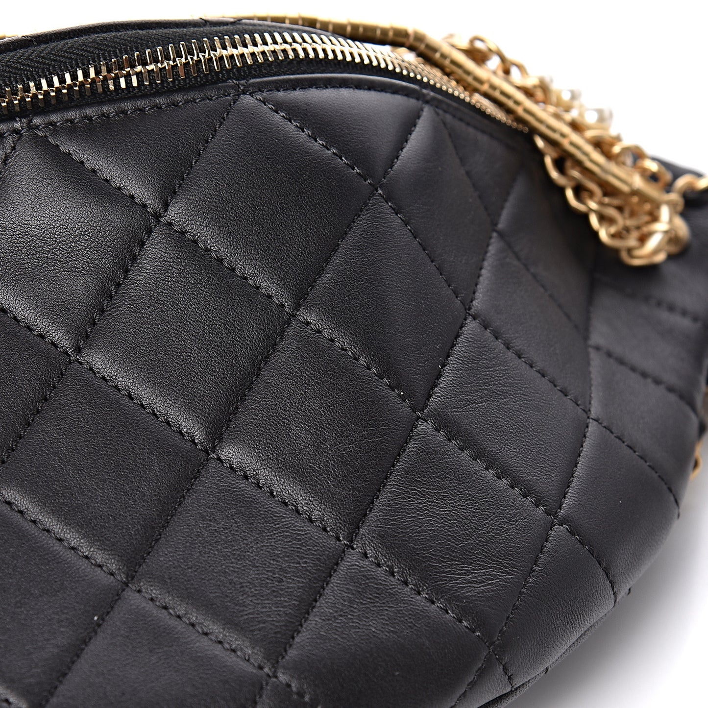 Lambskin Quilted All About Chains Waist Belt Bag Black