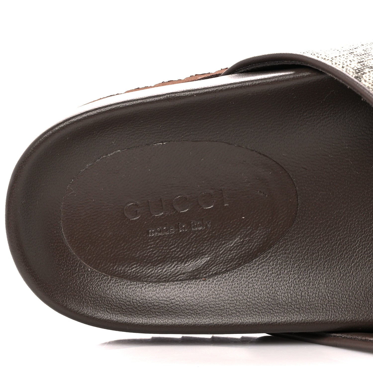 Gucci GG Supreme Monogram Miro Soft Calfskin Womens Horsebit Slippers 37.5 Beige Ebony New Acero 8 of 10