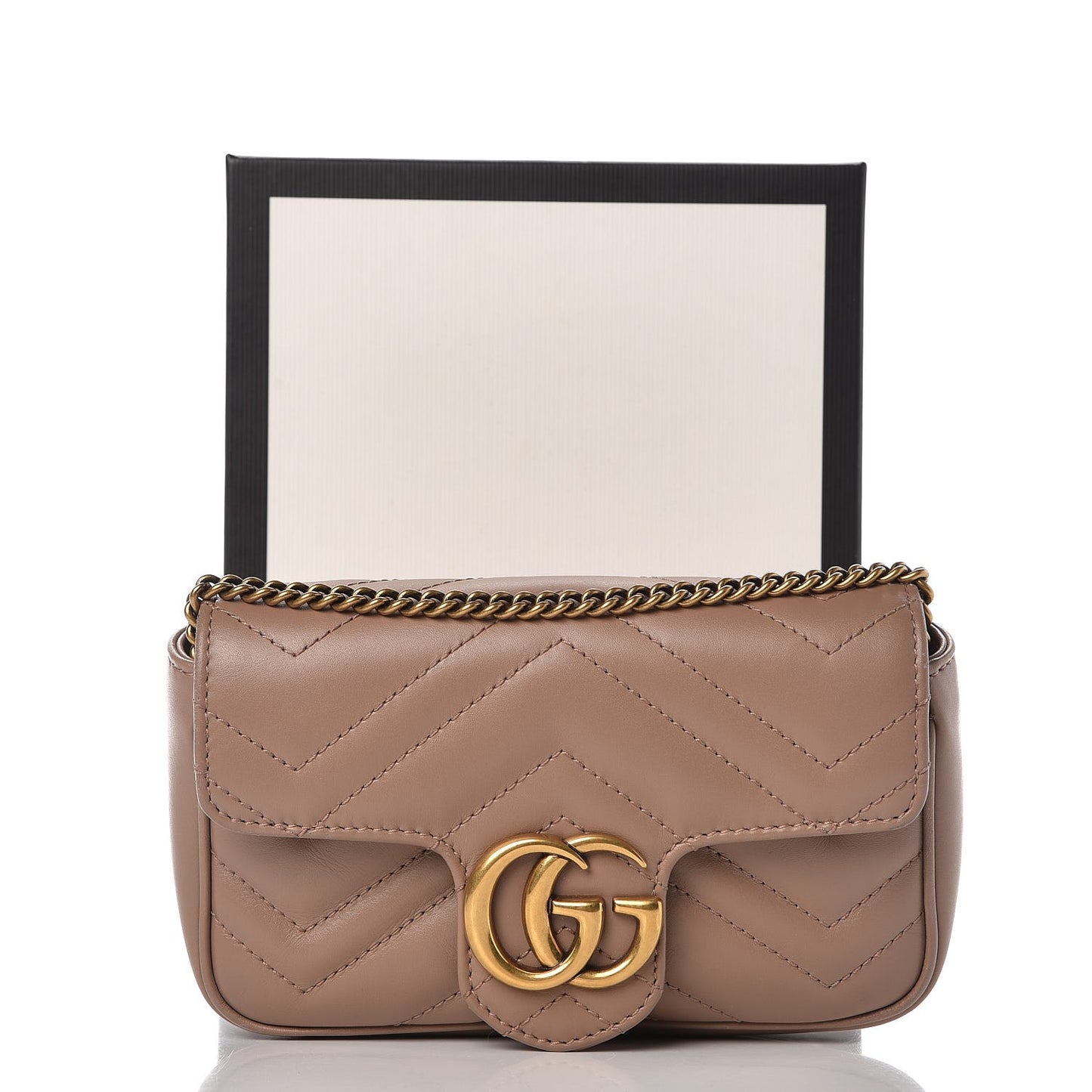 Calfskin Matelasse Super Mini GG Marmont Shoulder Bag Porcelain Rose