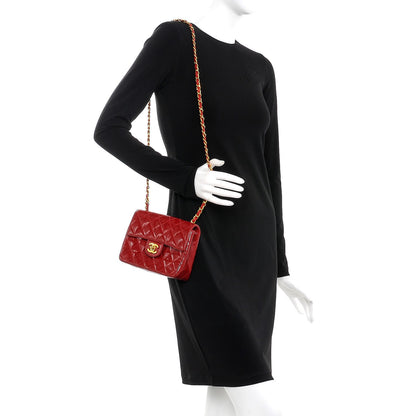 Chanel Patent Quilted Mini Square Flap Red 2 of 18
