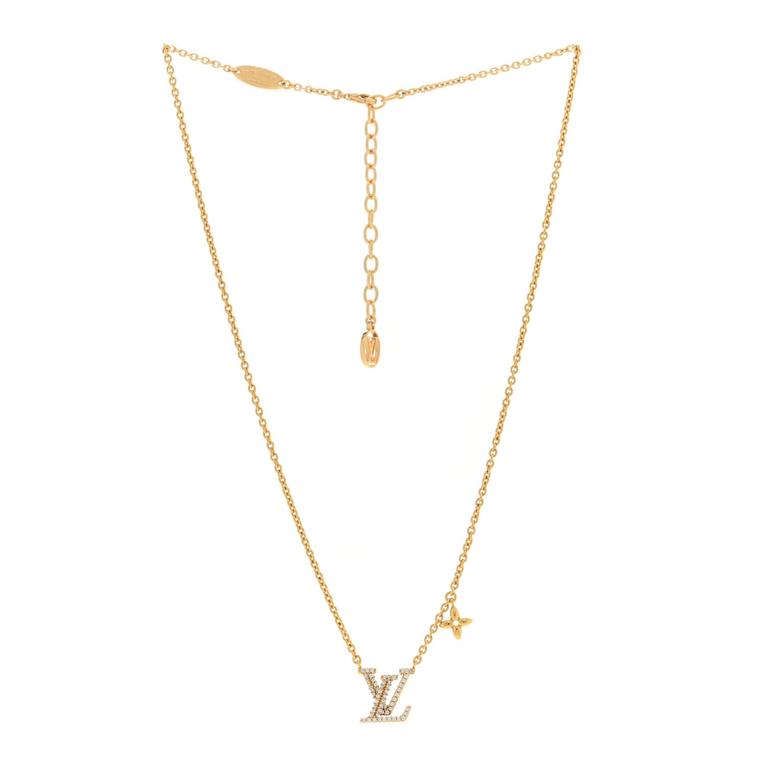 Louis Vuitton Metal Crystal LV Iconic Necklace Gold 2 of 4