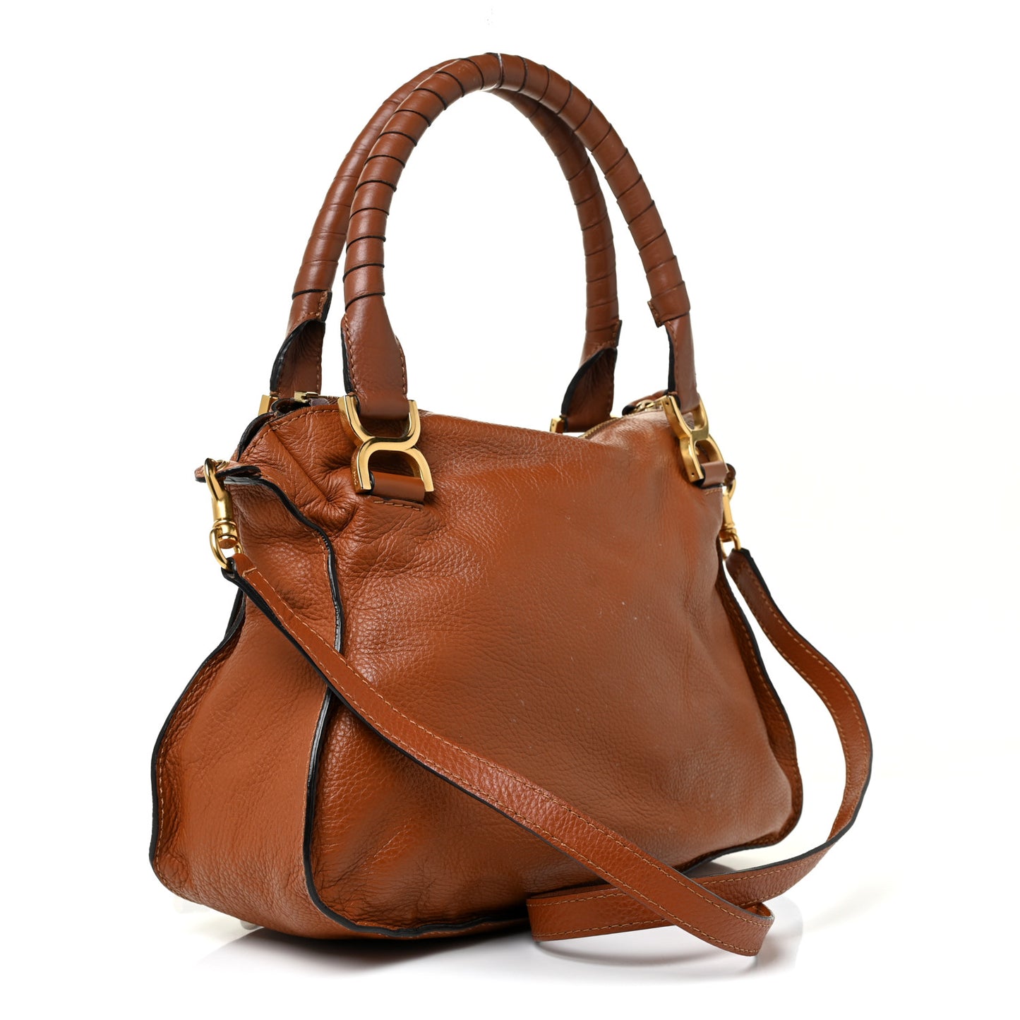 Calfskin Small Marcie Satchel Tan