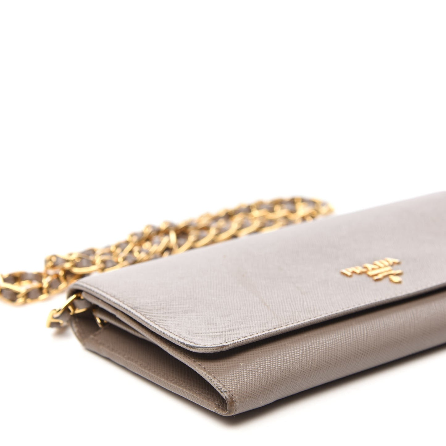 Saffiano Metal Oro Chain Wallet Argilla