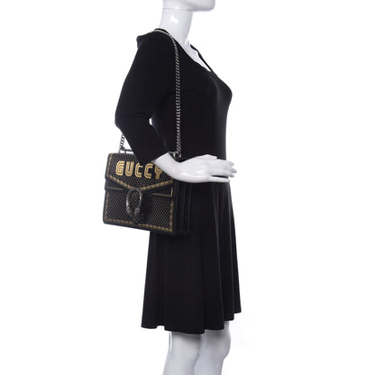 Gucci X SEGA Calfskin GUCCY Stars Medium Dionysus Shoulder Bag Black Gold 2 of 13