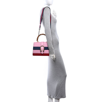 Gucci Moon Calfskin Web Medium Dionysus Bamboo Top Handle Bag Sugar Pink Blue Agata Hibiscus Red 2 of 11
