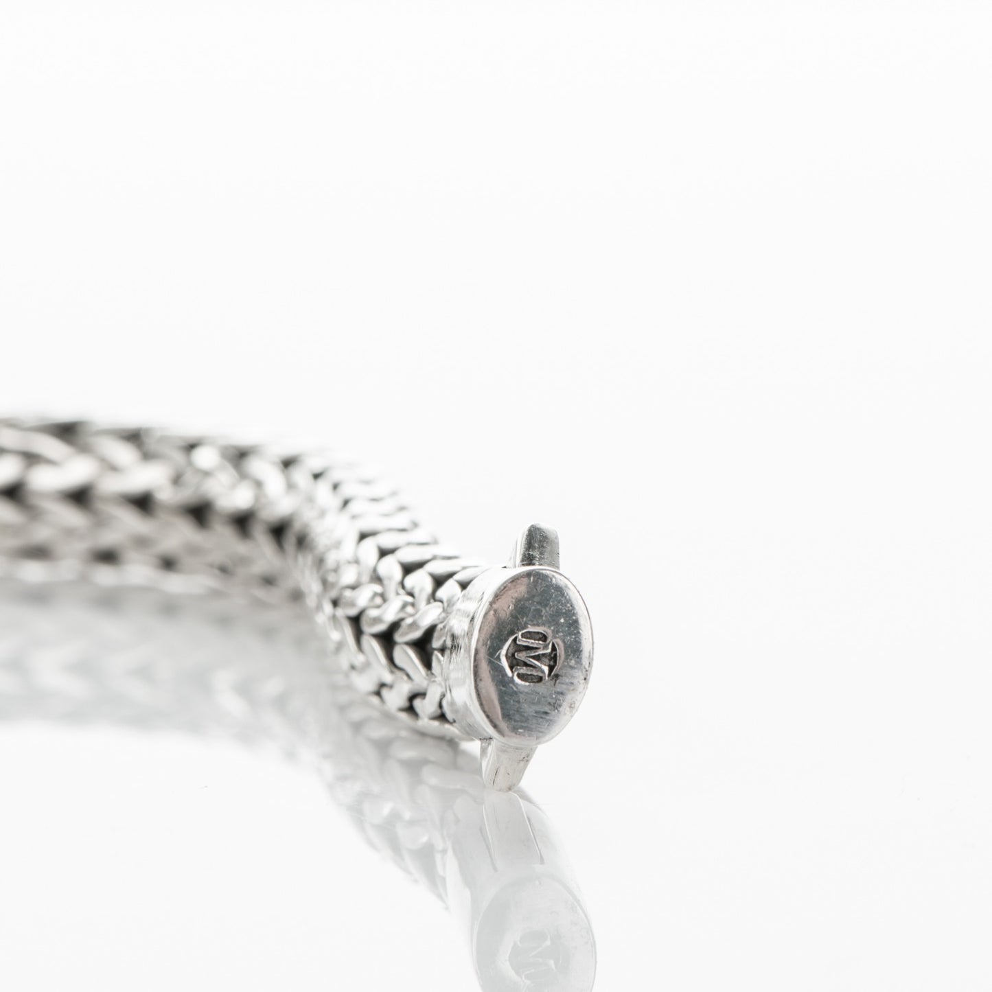 Sterling Silver Pave Diamond Medium Classic Chain Clasp Bracelet