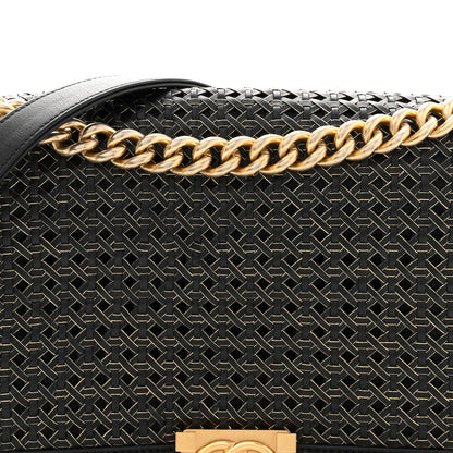 Chanel Lambskin Braided Woven Medium Boy Flap Navy Black 8 of 11