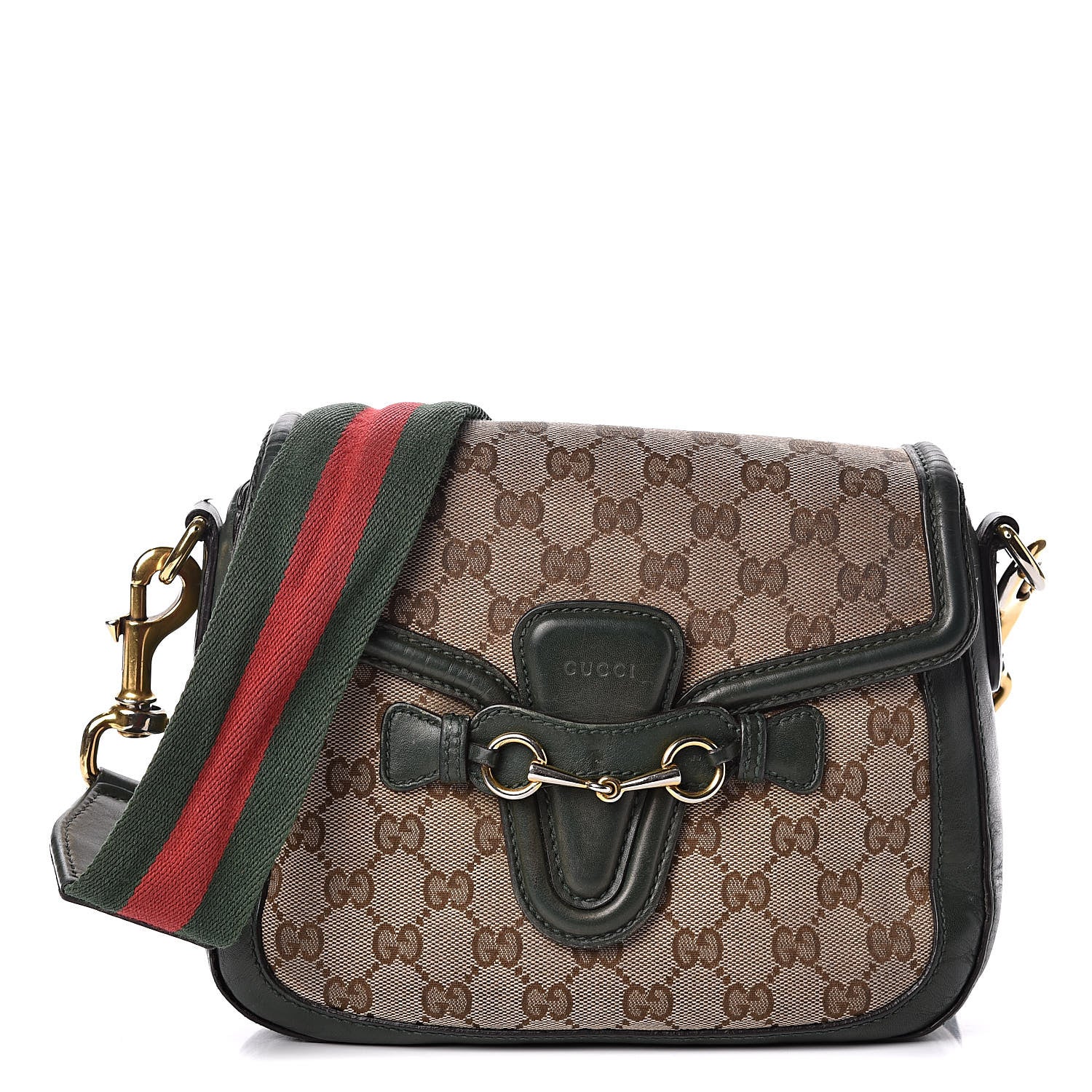 Gucci Monogram Calfskin Medium Lady Web Shoulder Bag Beige Green 1 of 18