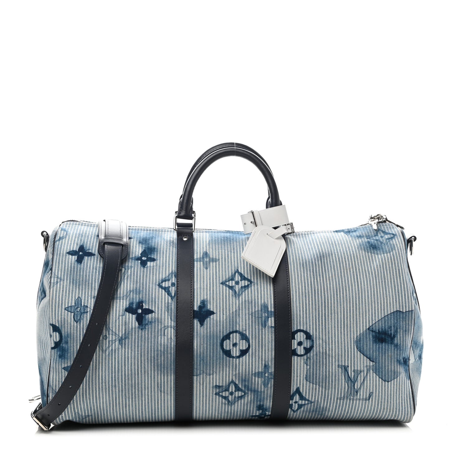 Monogram Watercolor Keepall Bandouliere 50 Hickory Stripes Denim